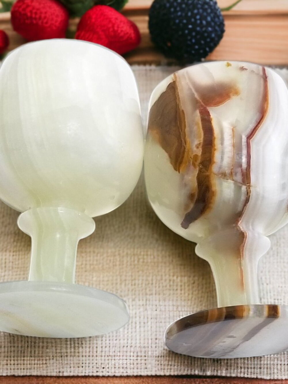 Vintage Italian Alabaster Marble Stone Wine Goblet Cup 2